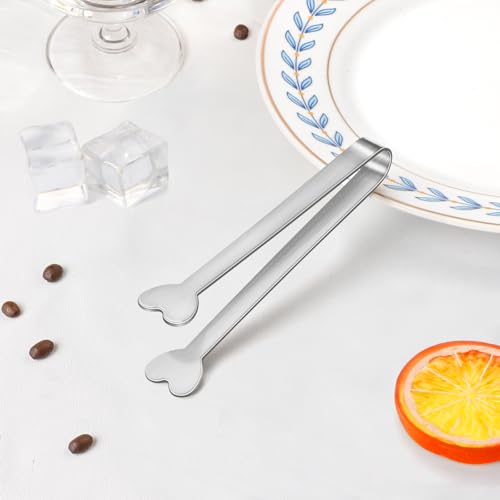20-Packs Mini Serving Tongs, Stainless Steel Small Appetizers Tongs, Metal Kitchen Tongs, Ice Sugar Tongs for Serving Food (5inch，Silver) - color: Silver