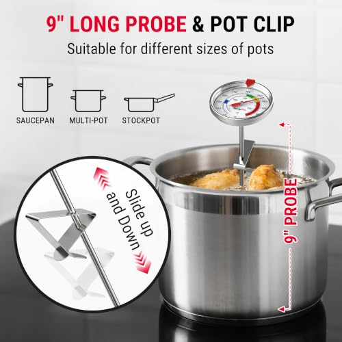 TempPro Candy Thermometer with Pot Clip, Oil Thermometer for Frying