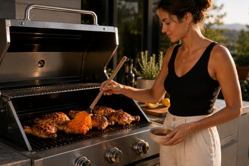 Outset Basting Brush With Rosewood Handle, BBQ Sauce Mop - style: Mop