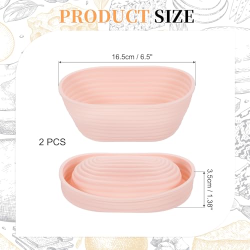 uxcell 2Pcs Silicone Bread Proofing Basket 6.5" Oval Sourdough Basket Pink - color: Pink