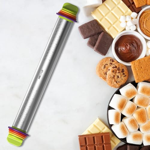 Adjustable Rolling Pin,13.6''Dough Roller with Mat&Stand Fits Uniform Dough - size: Rolling Pin+Mat+Stand