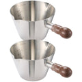 Baalaka 3.4oz Espresso Cups Set 2, Stainless Steel with Wooden Handles
