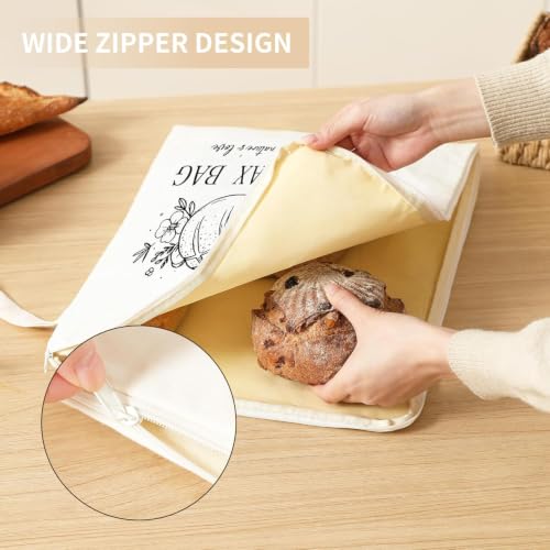 WiNDANCE Beeswax Bread Bags with Zipper, XL 13x17in, 2 Pack - color: Basic01