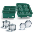 Silicone Ice Cube Trays, 2 Inch Square Ice Molds & Sphere Combo, BPA Free - color: Small 6+6 (Green)