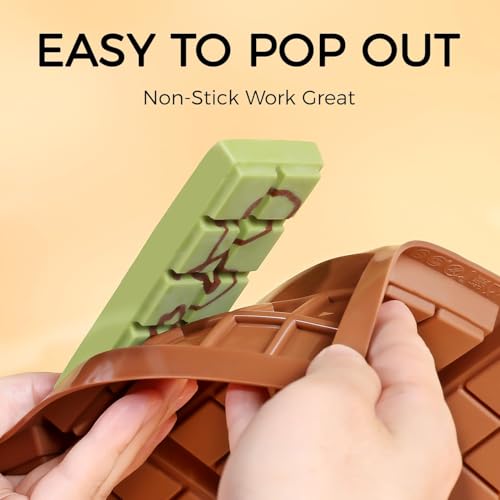 Chocolate Molds - Non-Stick Chocolate Bar Mold, Break Apart Chocolate Bar Maker Food Grade Deep Chocolate Bar Mold For Making Candy Knafeh Pistachio Chocolate Bar - Set of 2 - color: Choco: 2 PCS, size: Square