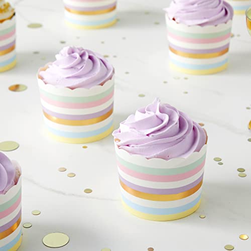 Sparkle and Bash Cupcake Liners - Pastel Paper, 2.2 In, 50 Count - Decorative Paper Baking Cups for Birthday, Home Baking & Bridal Showers - size: 2.2 inches