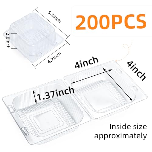 Evnlo 200 Count Heavy Duty Clear Clamshell Food Containers Hinged with Lids - color: Clear - 200 Count