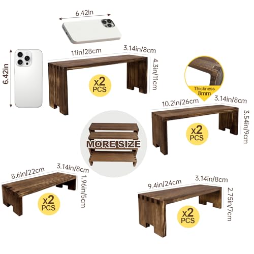 Yikaroeli 2 Set Large Cupcake Stands Wood Cake Stand Wooden Display Risers Wood Riser Dessert Table Display Set Farmhouse Decor,4Tiered 8Pcs Food Risers for Party