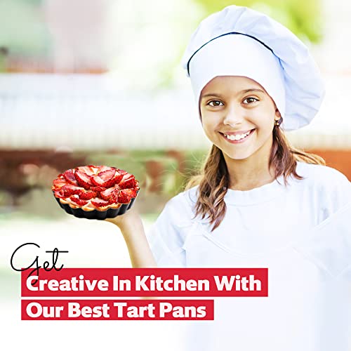 8 Pack Mini Tart Pans 4 Inch with Removable Bottom Round Nonstick Deep Quiche Pan, Heavy Duty Perfect for Baking Fruit Tarts, Quiches & Dessert - size: 4 Inch