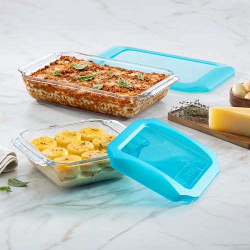 Libbey Baker's Premium 5-Piece Set, 3 Glass Baking Dishes with 2 Lids - color: Premium - 5pc Mixed Set
