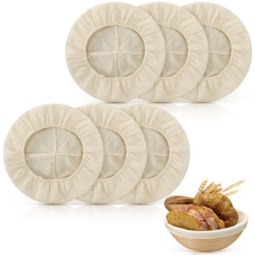Boao 6 Pcs Bread Banneton Proofing Basket Liner Cloth Cover, Round, 10" - color: Round, size: 10 Inch