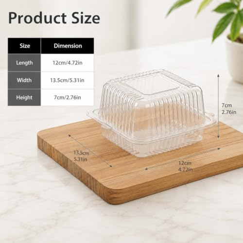 100Pcs Clamshell Food Containers with Hinged Lids, 5.3x4.7x2.8 in