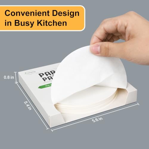 EcoDispose 300 Pcs 5" Round Non-Stick White Hamburger Patty Paper - color: White, size: 5" Round