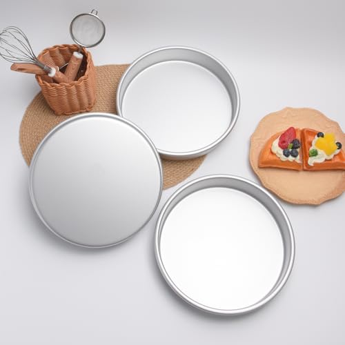 9x2 Inch Round Cake Pans, Set of 3，Aluminum, Wedding & Party Use, Baking Tin, Chocolate & Bread - color: Silver, size: 9 x 2 Inch Round Cake Pan, Set of 3