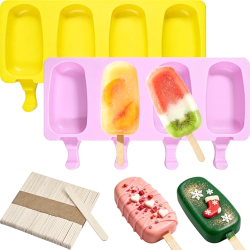 Popsicle Ice Cream Mold, 2-Pack Large Cakesicles Molds Silicone 8-Cavity