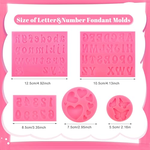 Pimoys 5 Pcs Silicone Letter & Number Molds for Candy Cake Wax - style: Letter&Number