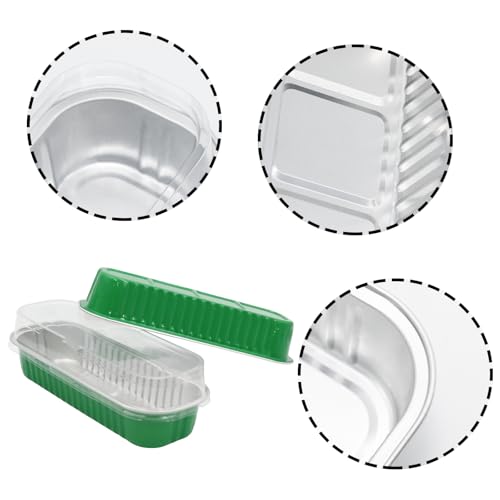 50 Pack 6.8oz Mini Cake Pans with Lids, Dark Green - color: Dark Green, size: Rectangle