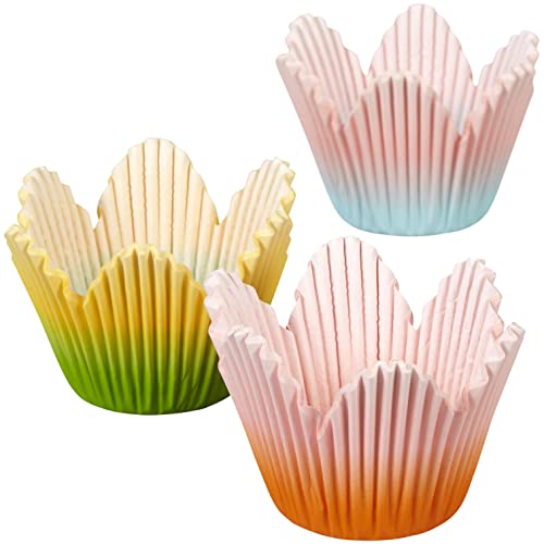Wilton Ombre Flower Petal Cupcake Liners, Pastel Baking Cups for Easter, Weddings, Baby Showers & Spring Desserts, 72-Count