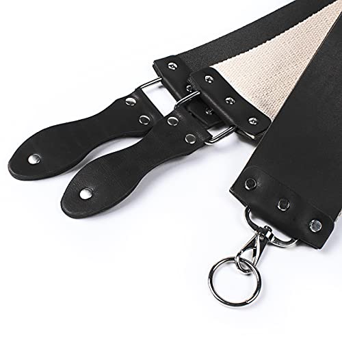 Razor Strop - Barber's Latigo Leather Straight Razor Strop. Dual Strap that will be a Great Addition for Any Straight Razor. PREMIUM LEATHER Strop for Sharpening. (Black Personalized) - color: Black Personalized