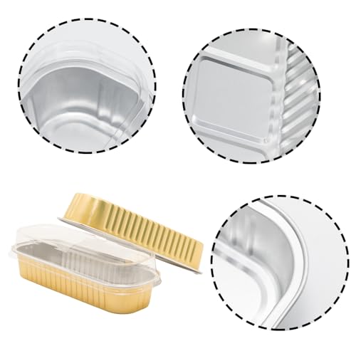 50 Pack 6.8oz Mini Cake Pans with Lids, Gold - color: Gold, size: Rectangle