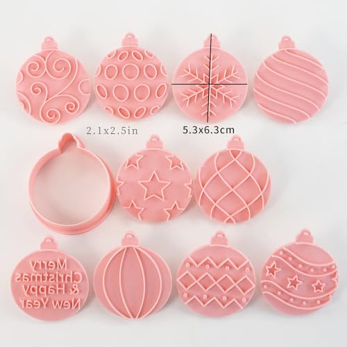 Christmas Ball Cookie Cutters 10Pcs Xmas Ornament Biscuit Molds for Baking - color: Xmas K-10