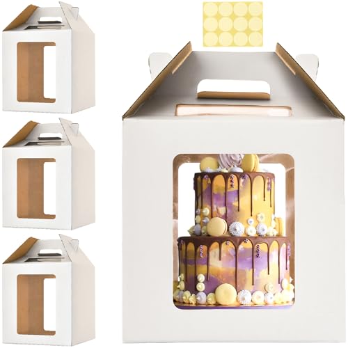 12x12x12 Inch Tall Cake Boxes with windows,10in 12in Tall Cake Carrier, Layer Cake Box,Large Tiered Cake Box,Durable White Bakery Box,Large cake box(3pack) - color: white-12in-3P