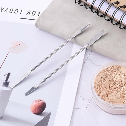 6 Pcs Lab Spatula, Double Ended Metal Spatula, Stainless Steel Square/Round for Mixing Cosmetics - color: 6 Pcs