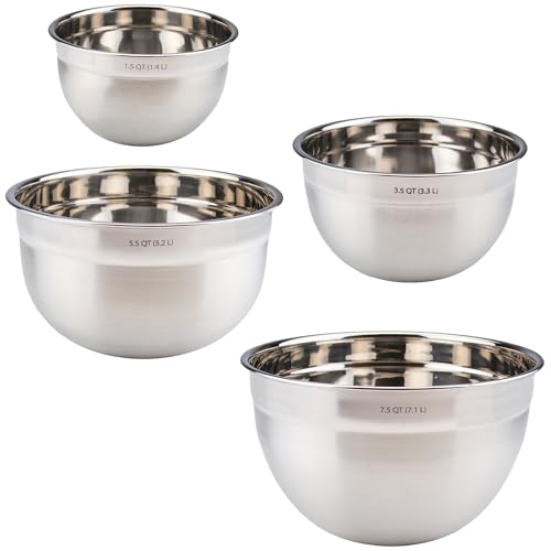 Tovolo Nesting Stainless Steel Mixing Bowls Set of 4 for Baking and Cooking - size: Set of 4 (1.5-7.5 Quart)
