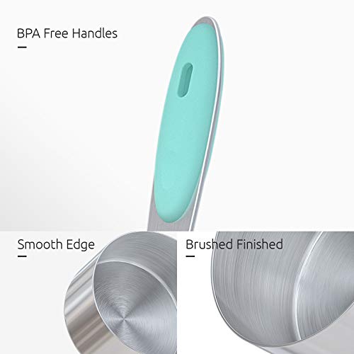 U-Taste Measuring Cups Spoons Set, 18/8 Stainless Steel, 10Pcs, Aqua Sky - color: Aqua Sky