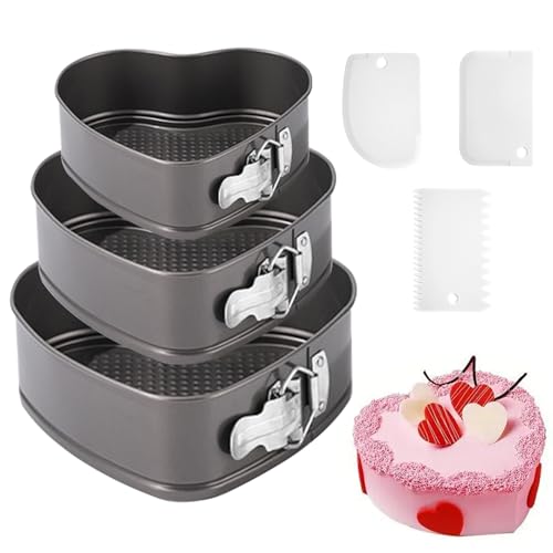 Heart Springform Pan Set, Not-Stick Cheesecake Pans with Removable Bottom