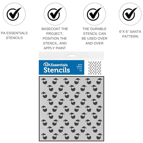 PA Essentials Stencil Santa Pattern for Painting on Wood, Canvas, Paper, Fabric, Wall and Tile, Reusable DIY Art and Craft Stencils for Painting, 6"x6" Inches - color: Santa
