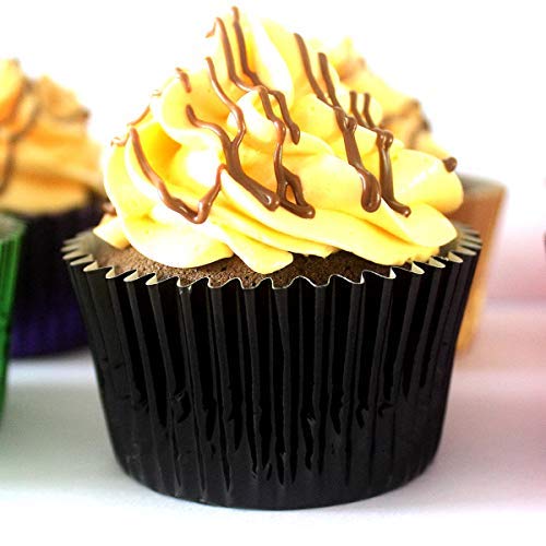 Foil Cupcake Liners Standard Paper Baking Cups 100 Pcs (Black) - color: Black
