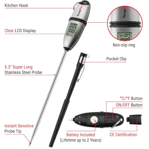 TempPro TempSwift 1 Sec Digital Food Thermometer for Kitchen Cooking - size: Digital