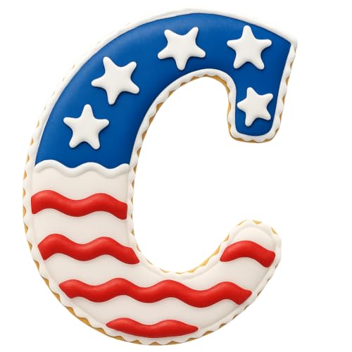 Mighty Gadget Fancy Cursive Letter A to Z Cookie Cutter - 4" Tall Alphabet Baking Mold (Random Color) (C) - color: C