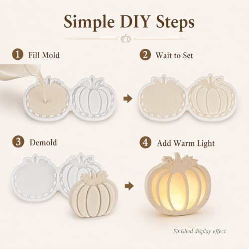 3D Pumpkin Resin Molds Silicone Crafting Kit Shadow Box Lantern - color: pumpkin-2