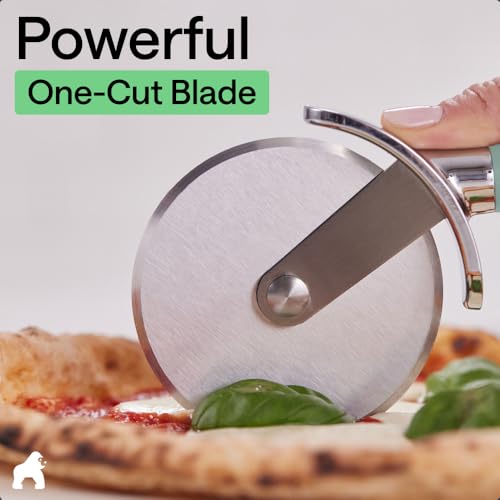 GORILLA GRIP Patented Stainless Steel Large Pizza Cutter Wheel, Mint - color: Mint