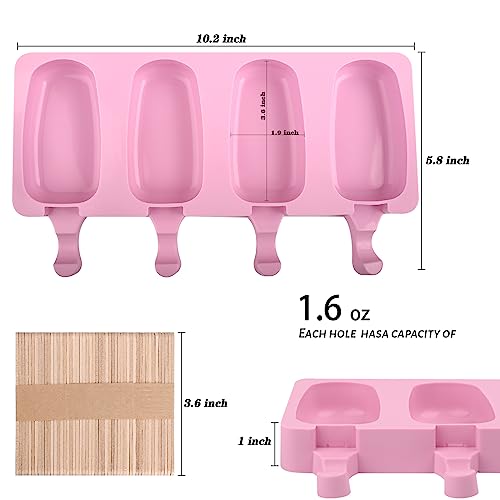 WMKGG Popsicle Silicone Molds Set, 2 PCS Ice Cream Mold(Standard Size/Pink) - color: Pink