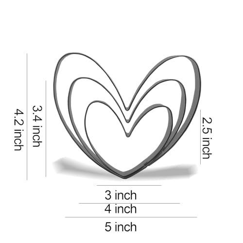 Keewah Heart Cookie Cutter Set - 5”,4”,3” - 3 Piece - Stainless Steel
