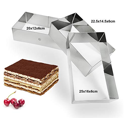 NewlineNY Stainless Steel Cake Mousse Ring Molding Forming (Rectangular Cake Pastry Rings) - size: Rectangular Cake Ring