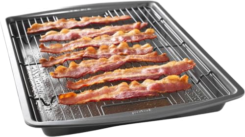 GoodCook 15” x 10.5” Nonstick Carbon Steel Baking Pan & Raised Wire Rack – Pizza Crisper,Crispy Bacon,Multipurpose Cooking Sheet Pan,Cooling Rack,Kitchen Cookware Set,Dishwasher Safe,(Pack of 12) - size: 15" x 10.5" x 1" (Pack of 12)