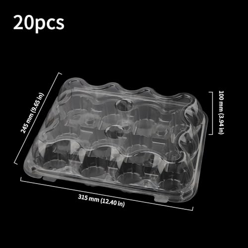 HOIGON 20 Pack Clear Cupcake Containers 12 Count, Plastic Dozen Cupcake Boxes with Dome Lid, Disposable Cupcake Carrier Holders for Display and Transport