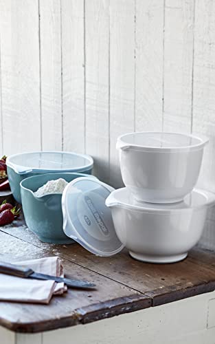 Rosti Margrethe Mixing Bowl Set with Lids, 2L/3L, White - color: White-Bowl/2