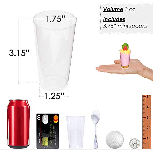 DLux 50 x 3 oz Mini Dessert Cups with Spoons, Shooter - color: 50 cups + 50 spoons