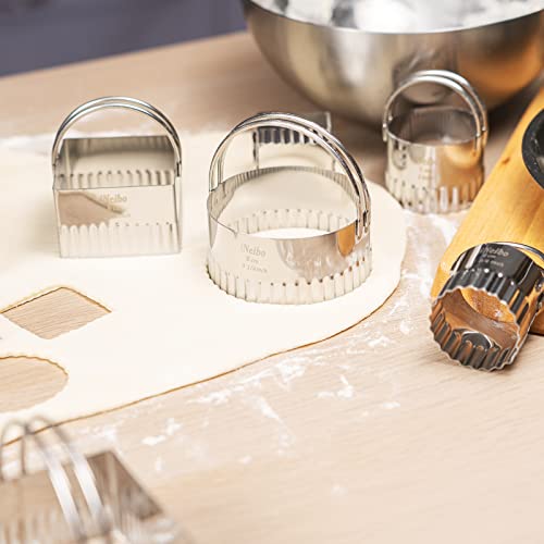 iNeibo Fluted Edge Biscuit Cutter Set - Round Circle Scone, Pastry, and Dough Cutters for Baking, Dumpling Skin, and Fondant - style: Fluted Round Biscuit Cutter