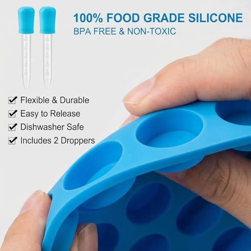 Round Gummy Candy Molds - 220 Cavity Silicone Candy Molds with 2pcs Dropper for Hard Candy, Gummy, Caramels, Chocolate, Ganache, Ice Cubes - color: 220 Cavity Round Candy Molds