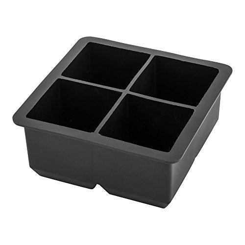 Restaurantware 2-inch Square Ice Tray - Makes 4 Cubes: Perfect for Commercial Bars or Home Use - Constructed from Durable Black Silicone - Dishwasher Safe - 1-CT - size: 2" Cube - 4 Mold