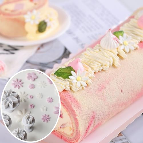 Fondant Plunger Cutter Set, 4Pcs Leaf Heart Flower