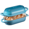 Oval Dutch Oven for Bread Baking,11.3x5.3 Enameled Cast Iron Bread Pan,Blue - color: Blue