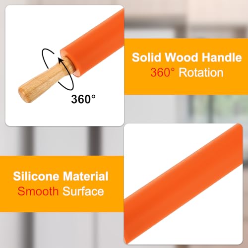 uxcell 9.6 Inch Silicone Rolling Pin Small Dough Roller Orange - color: Orange, size: 9.6 Inch