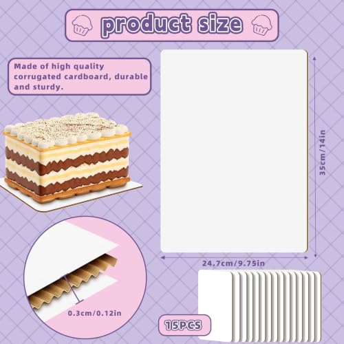 15 Pack 13.75x9.75 White Rectangle Quarter Sheet Cake Boards - size: 15 Pack